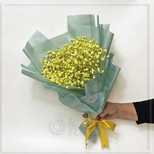 Ramo gypsophilia amarilla | Regalar Flores, Envio de flores, desayunos y regalos a domicilio