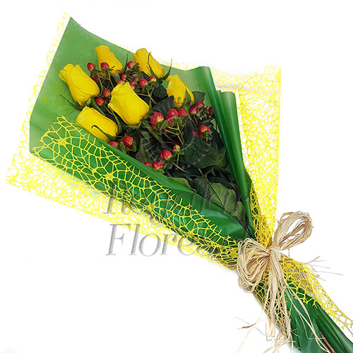 Ramo 6 Rosas e Hipericum | Regalar Flores, Envio de flores, desayunos y regalos a domicilio