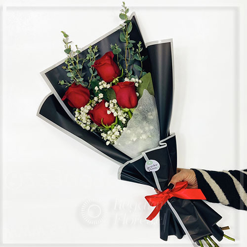Ramo de 4 rosas rojas | Regalar Flores, Envio de flores, desayunos y regalos a domicilio