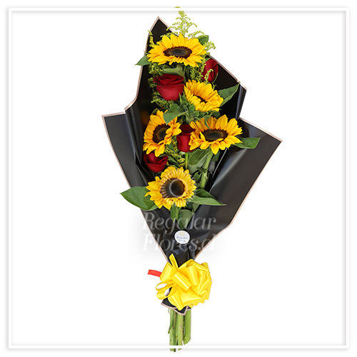 Ramo de rosas y girasoles en negro | Regalar Flores, Envio de flores,  desayunos y regalos