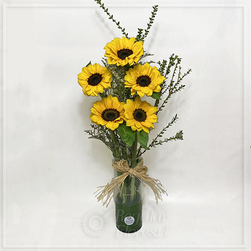 Florero 5 girasoles | Regalar Flores, Envio de flores, desayunos y regalos a domicilio