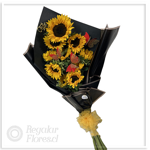 Ramo 10 girasoles en negro | Regalar Flores, Envio de flores, desayunos y regalos a domicilio