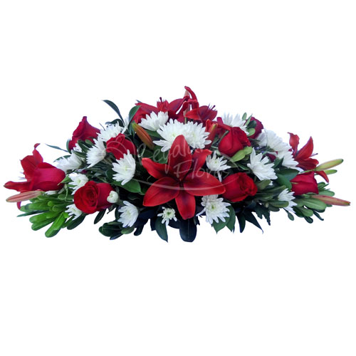 Condolencias Rosas y Lilium Rojos