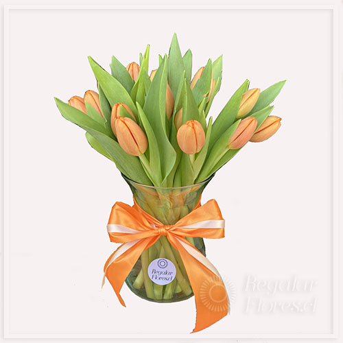 Florero 20 Tulipanes anaranjados