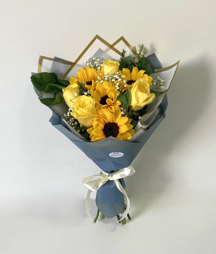 Ramo rosas amarillas y girasoles_1