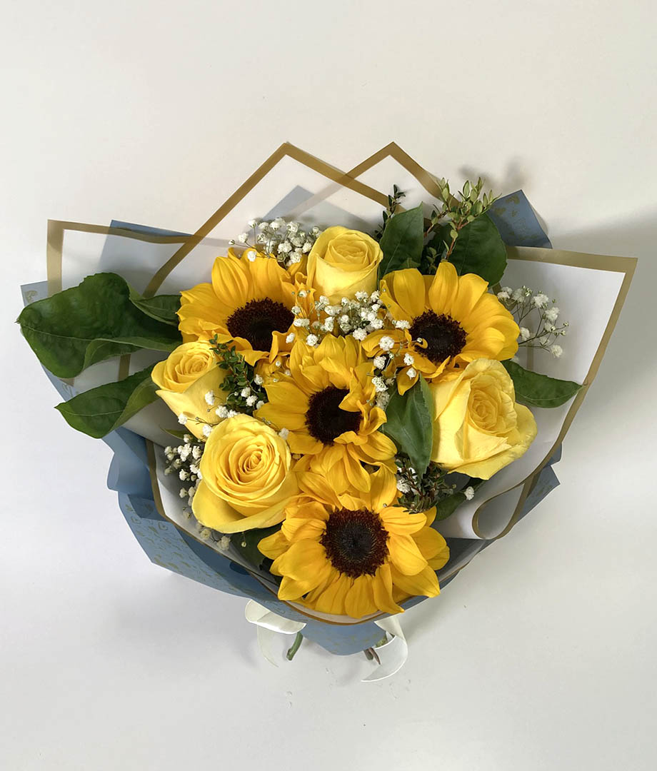Ramo rosas amarillas y girasoles_3