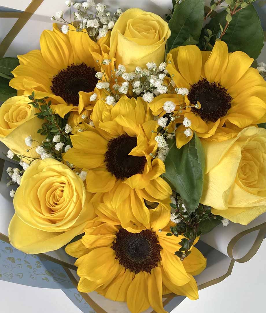 Ramo rosas amarillas y girasoles_4