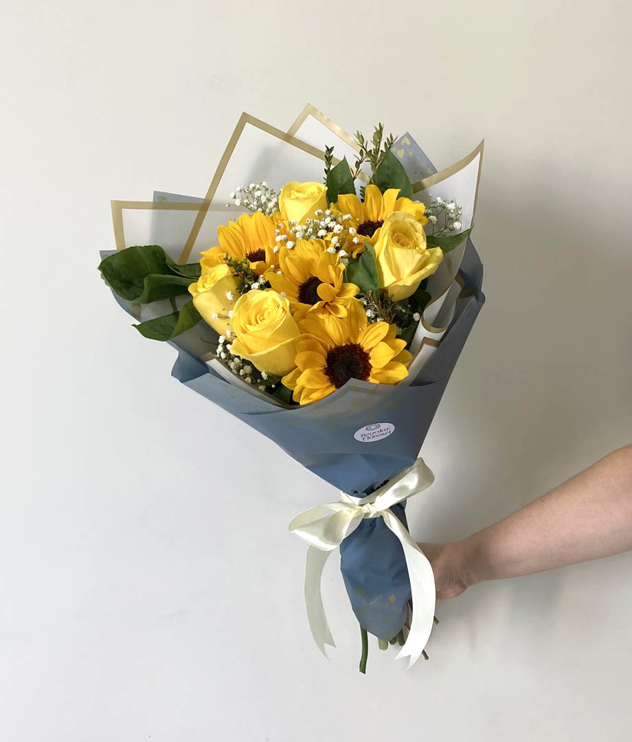 Ramo rosas amarillas y girasoles_5